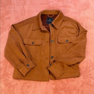 bagatelle Suede Button-Front Jacket in Rust Brown